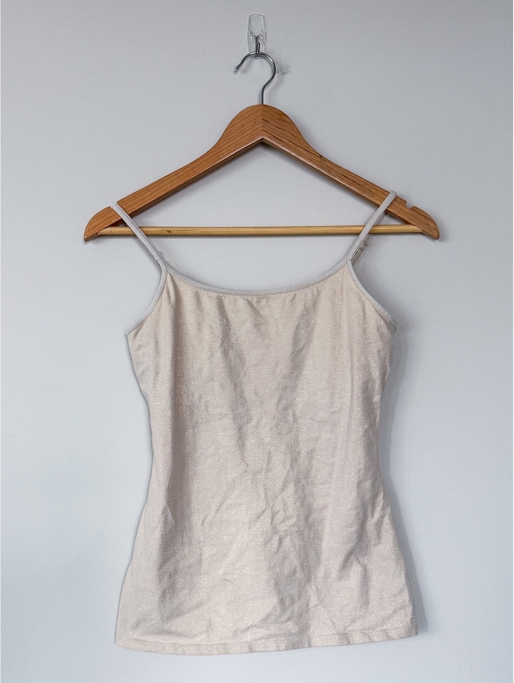 Vintage VTG Express Sexy Basic Cami Animal Print Glitter Tan Neutral Tank Top